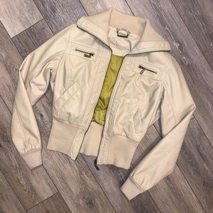 cream faux leather jacket